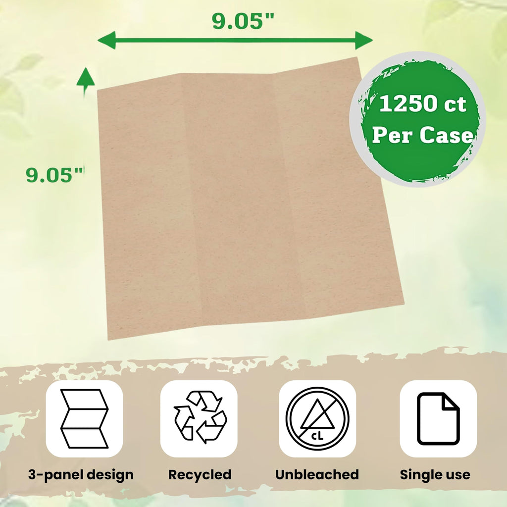 Brown Organic Unbleached Z-Fold Paper Towels 1250ct I8500