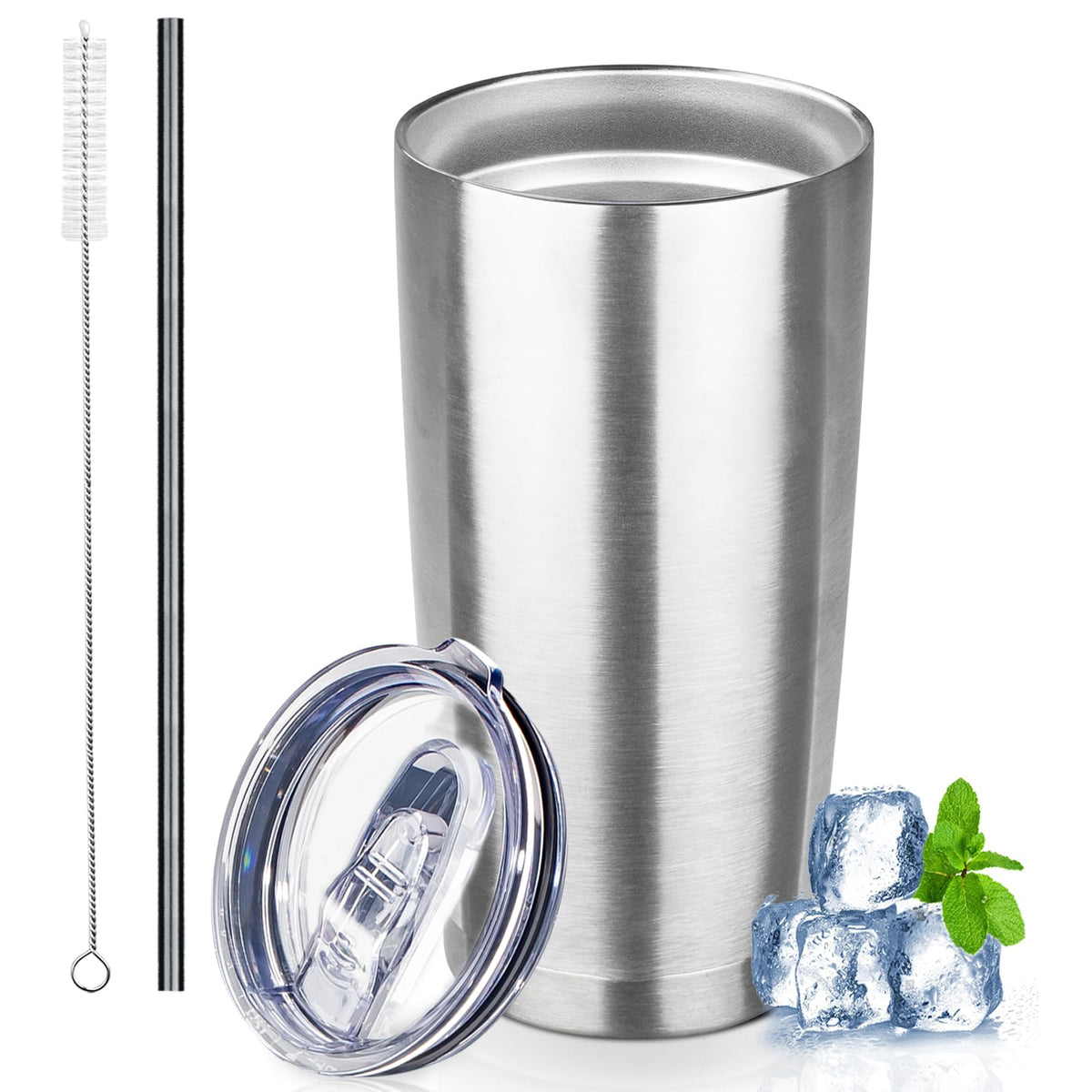 20 oz Stainless Steel Insulated Tumbler with Lids and Straws G4511