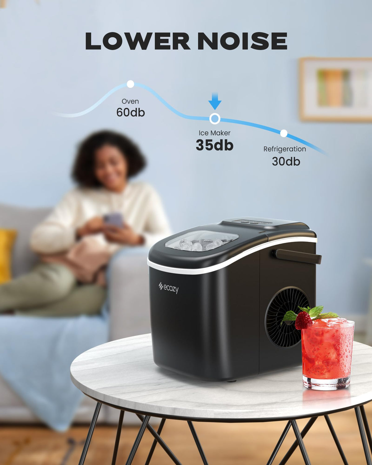 Countertop Ice Maker with Carry Handle, 26lbs/24Hrs O4779