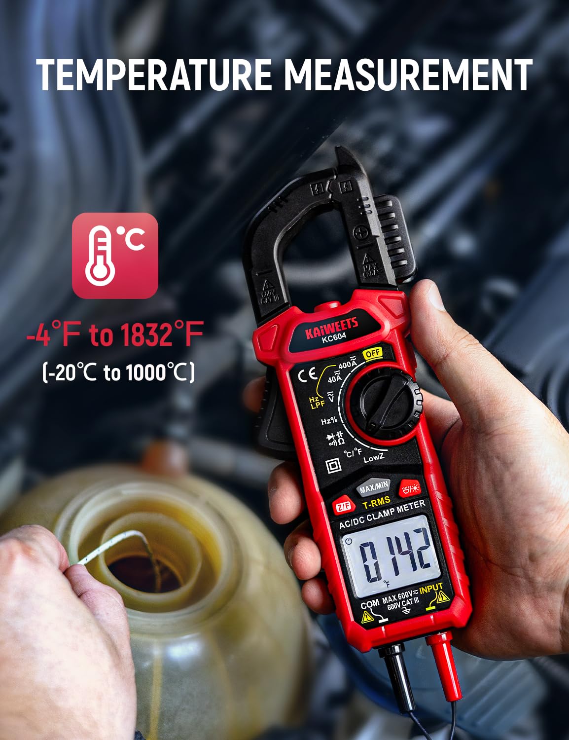 Digital Clamp Meter Multimeter with D-Shaped Jaw L162
