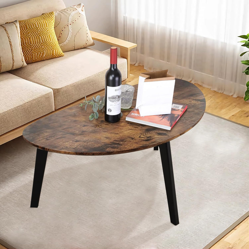 Oval Espresso Wood Coffee Table Q562806