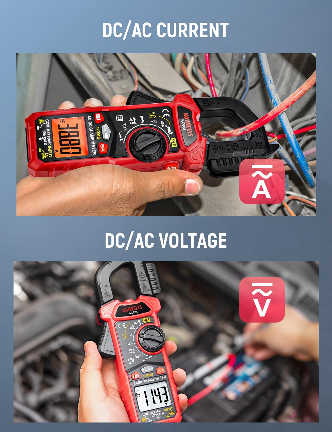 Digital Clamp Meter Multimeter with D-Shaped Jaw L162
