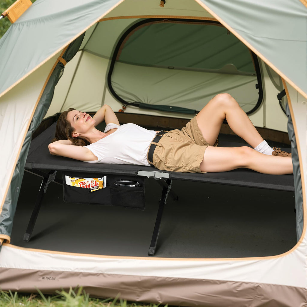 Folding Camping Cot with Carry Bag, 300 lb, Black E8123