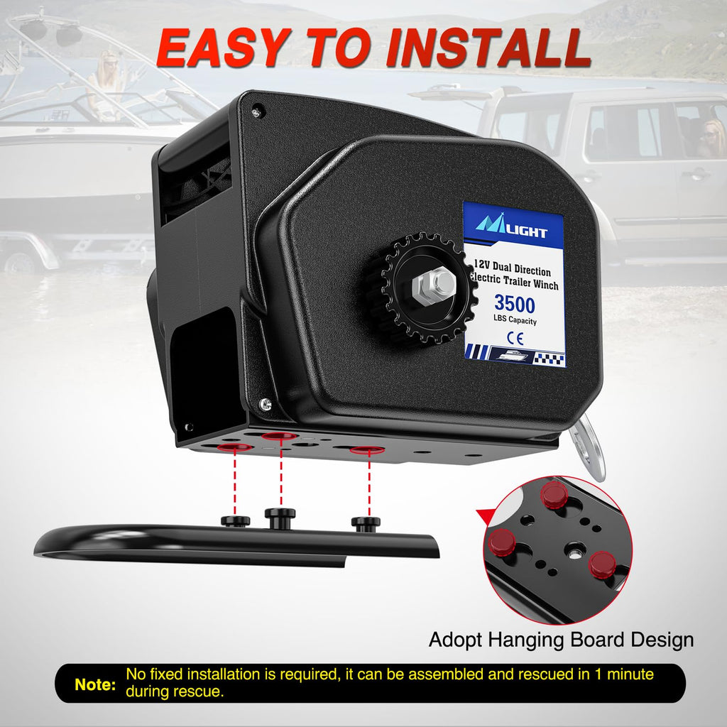 3500 lbs Portable Electric Boat Trailer Winch U99578