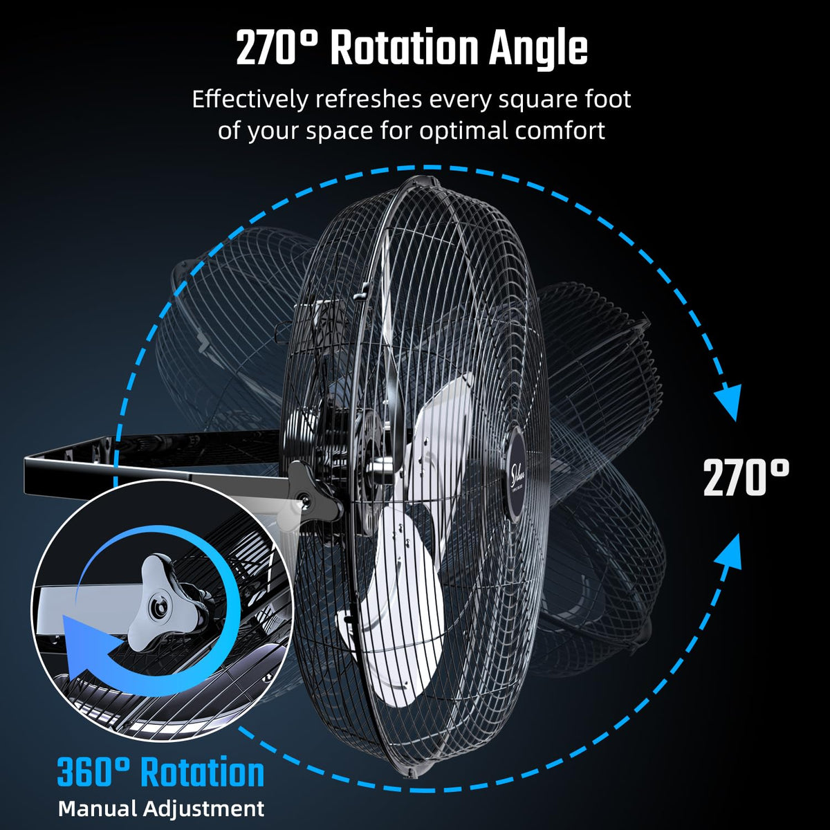 20 Inch 3 Speed Black Wall-Mount Fan U311393