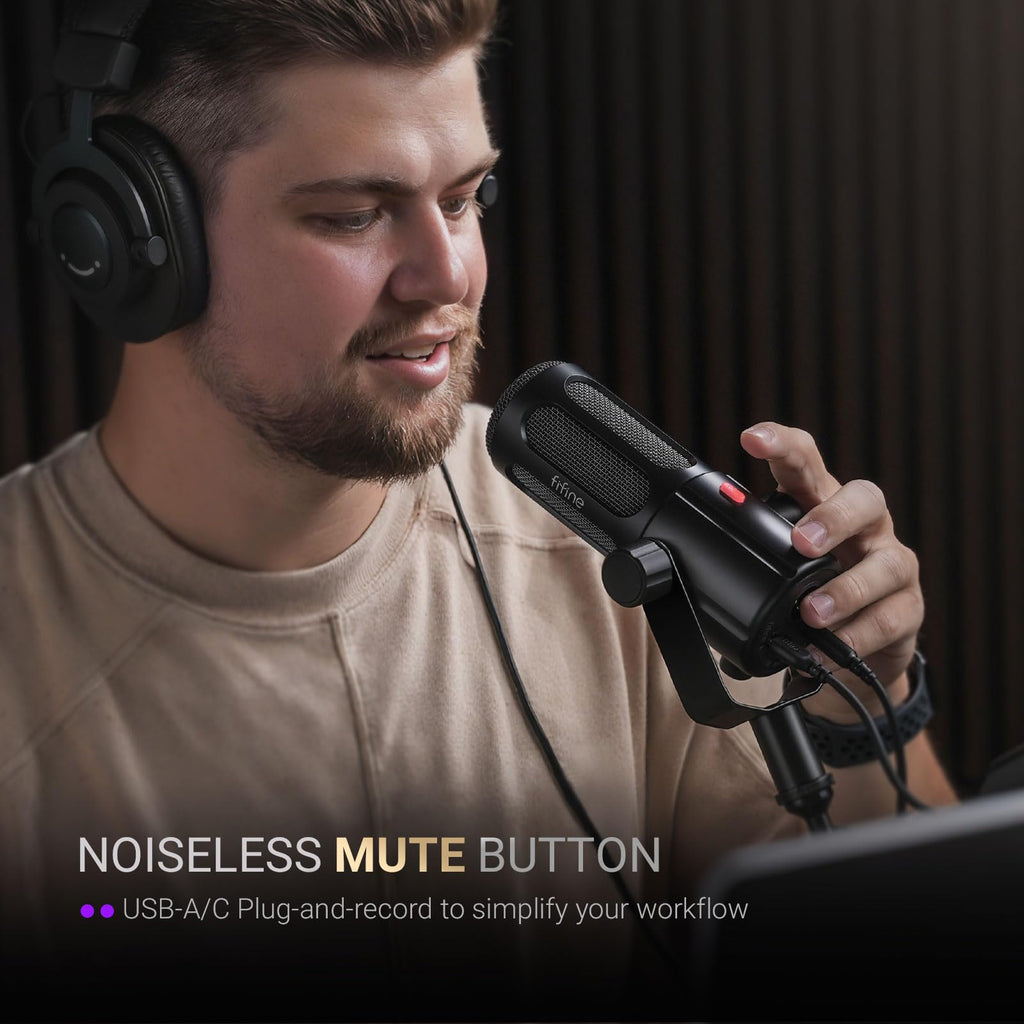 Dynamic Microphone with Boom Arm Kit, XLR/USB Podcast Mic and Stand Bundle with Mute Button J1960