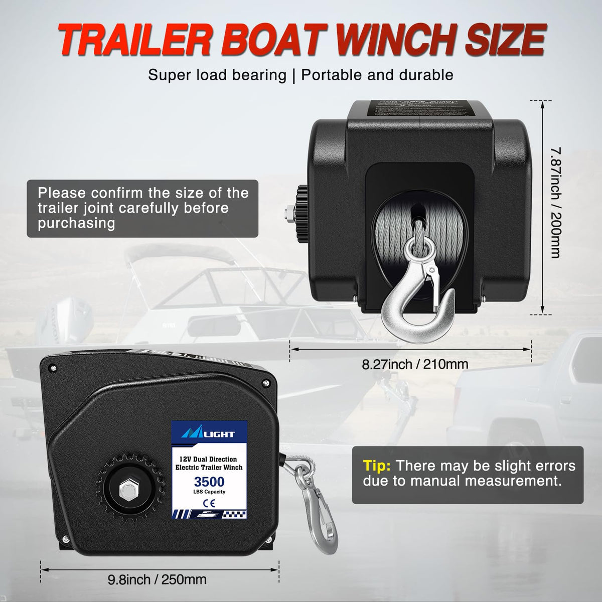 3500 lbs Portable Electric Boat Trailer Winch U99578