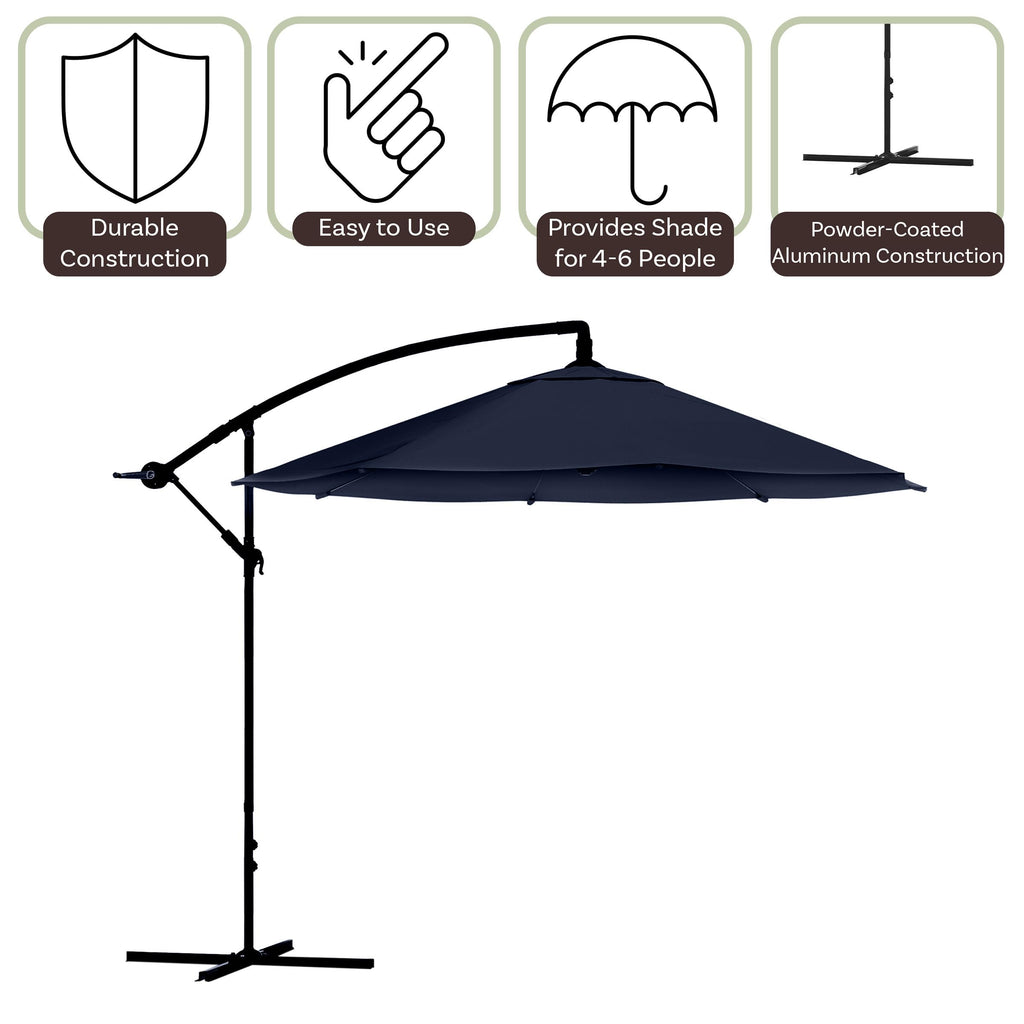 10 Ft Offset Cantilever Patio Umbrella with Cross Base K693