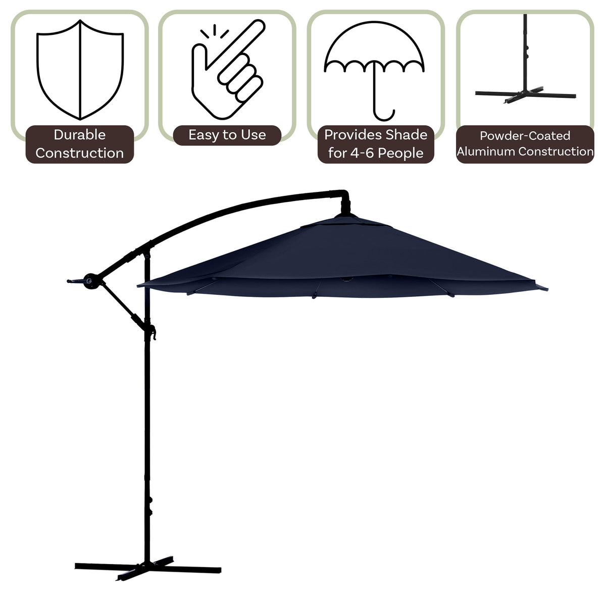 10 Ft Offset Cantilever Patio Umbrella with Cross Base K693