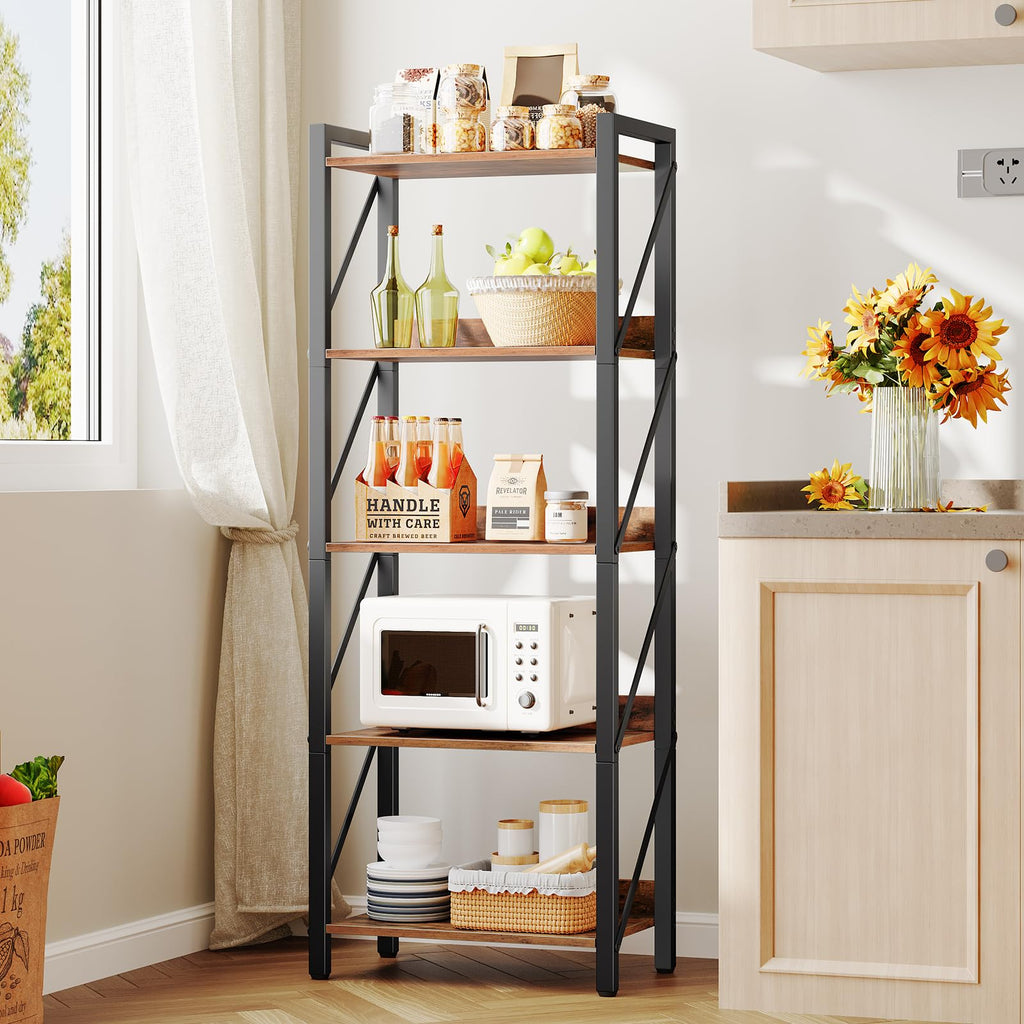 5-Tier Industrial Bookshelf with Metal Frame R263