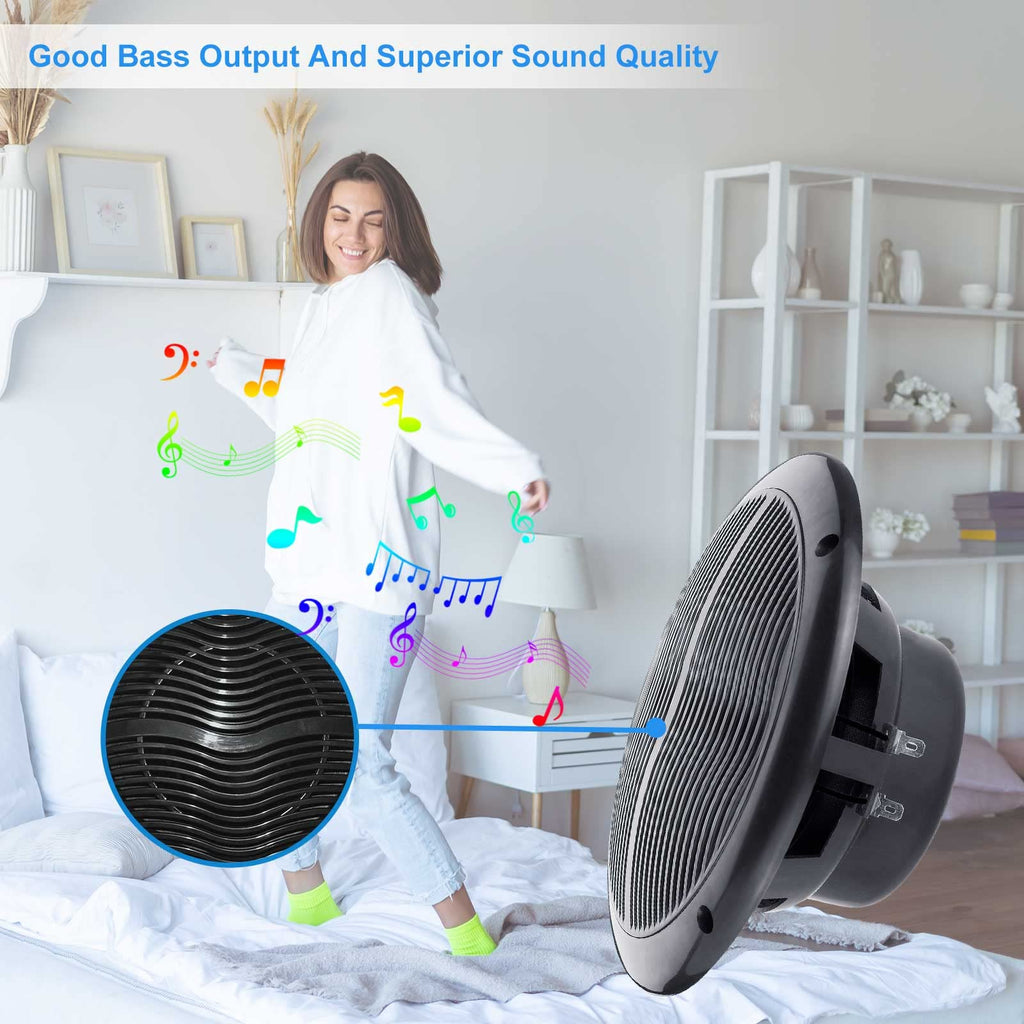 6.5 Inch Marine Bluetooth Speakers 2 Way 120W Peak Boat Speakers Pair Black L7279