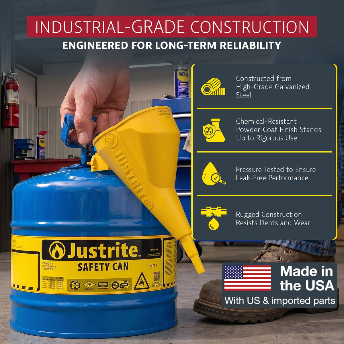 Blue Galvanized Steel Kerosene Safety Can E4696