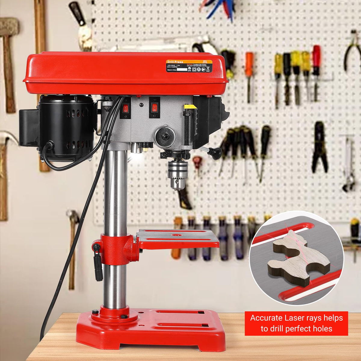 8" Benchtop Drill Press with 5 Adjustable Speeds H2304