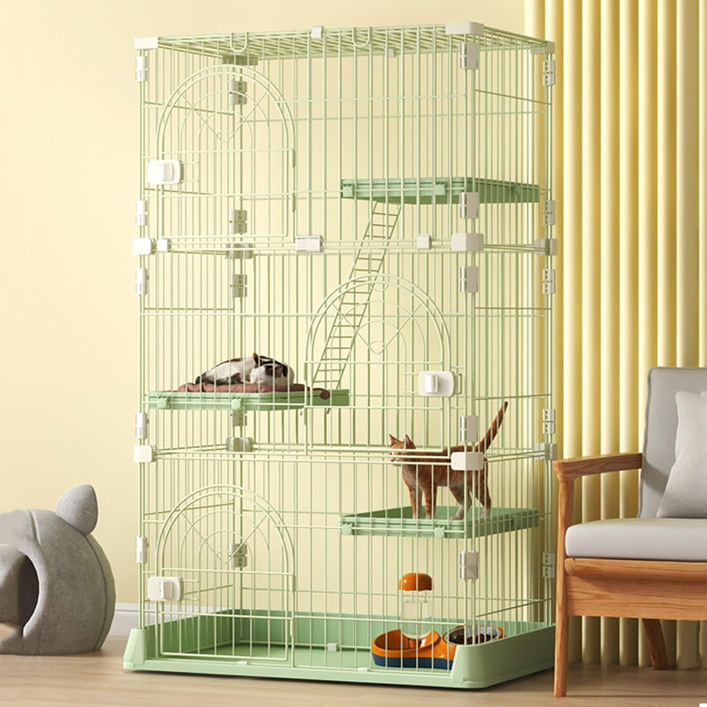 3/4-Tier Wire Cat Cage Playpen Kennel with Hammock E134196