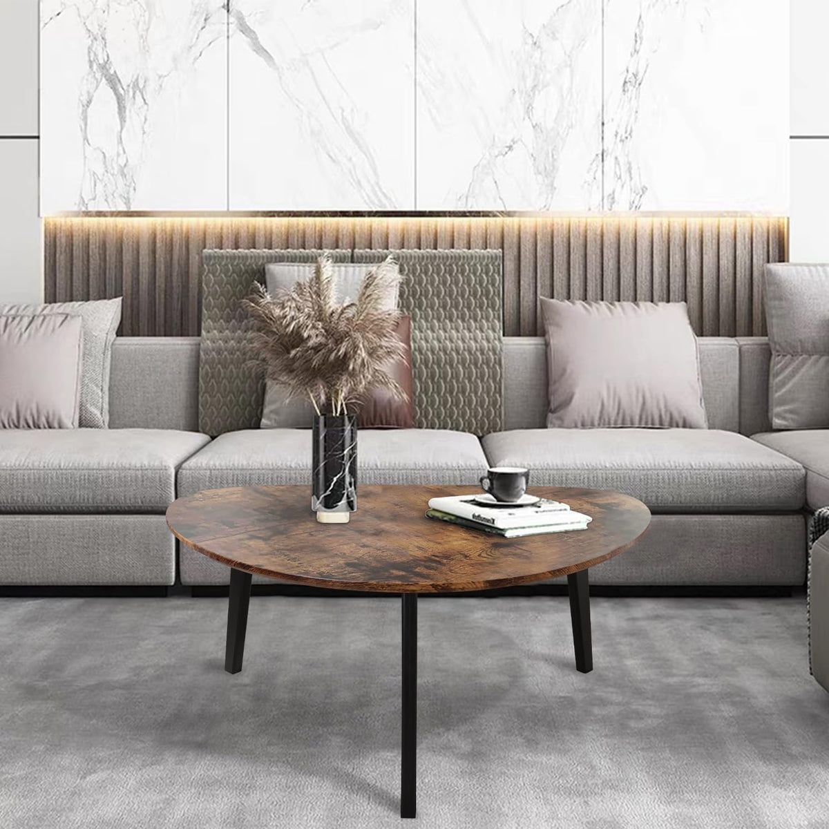 Oval Espresso Wood Coffee Table Q562806