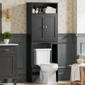 Over The Toilet Storage Cabinet with Adjustable Shelf and Double Door, Black F753928