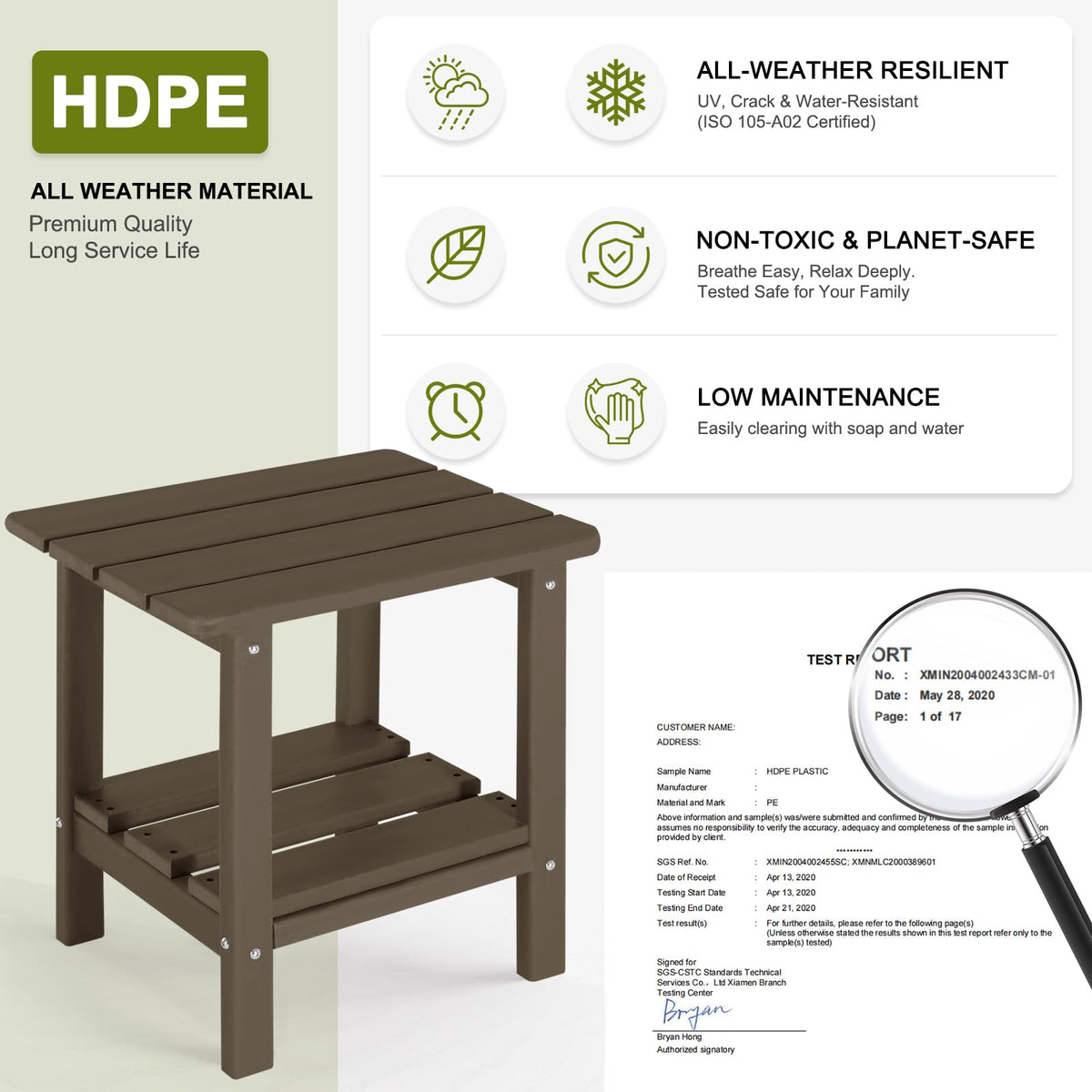 Set of 2 Dark Brown HDPE Storage Side Table M7665