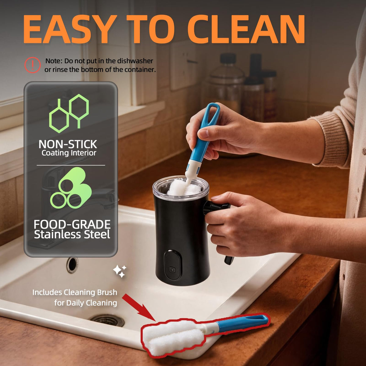 4-in-1 Electric Milk Frother and Steamer Black P93951