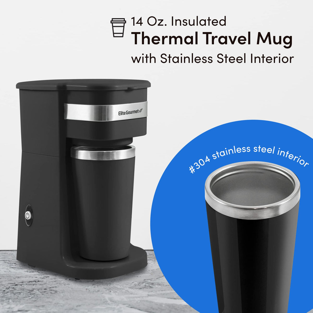 Single-Serve Coffee Maker with 14Oz Stainless Steel Travel Mug Z549