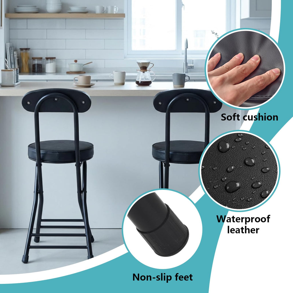 Cushioned Black Folding Stool J206