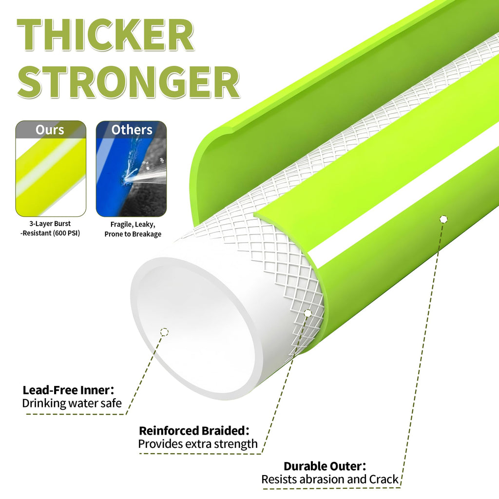 100FT x 5/8" Lightweight Hybrid Rubber Garden Hose W3803