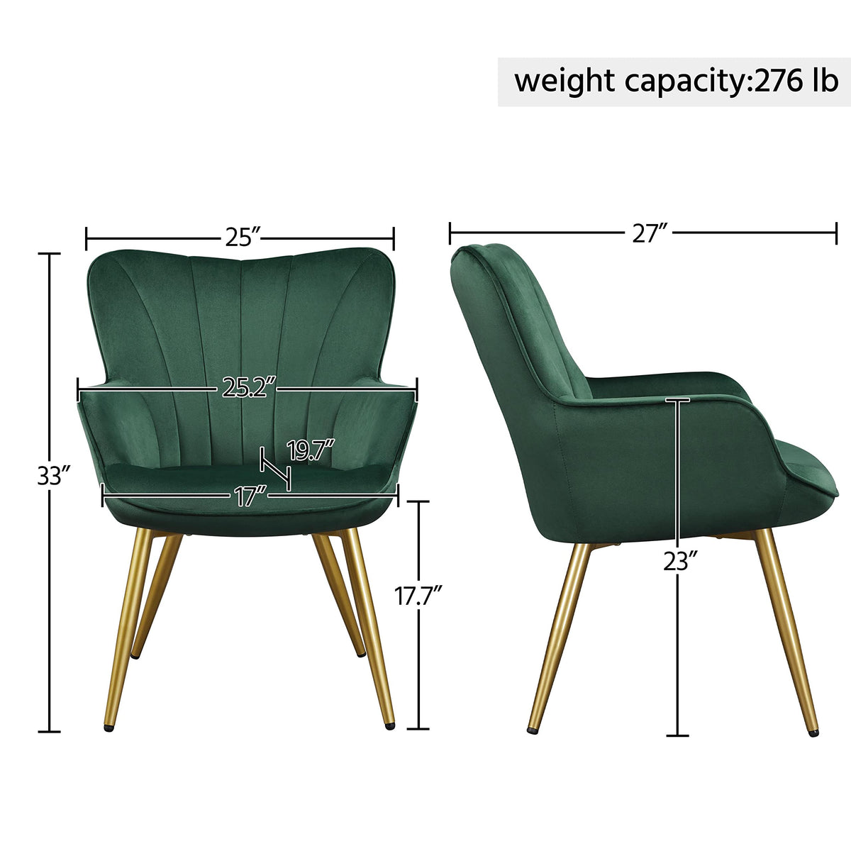 Green Upholstered Accent Chairs Set of 2 Z858281