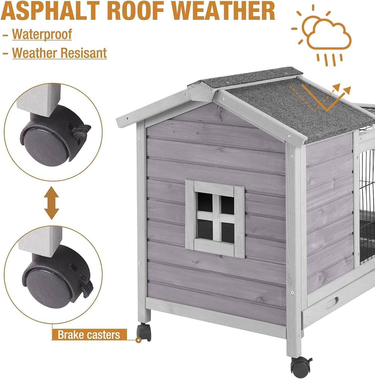 Wood Rabbit Hutch with Wire Mesh B5020