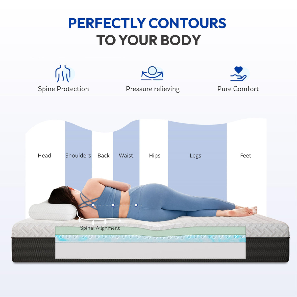 10 Inch Gel-Infused Green Tea Memory Foam Twin Mattress Q819
