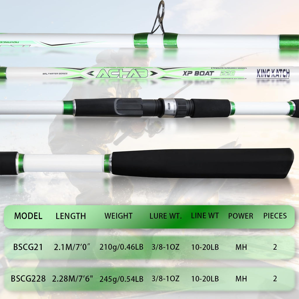 7' Medium Heavy Carbon Graphite Fiberglass Spinning Fishing Rod H712554