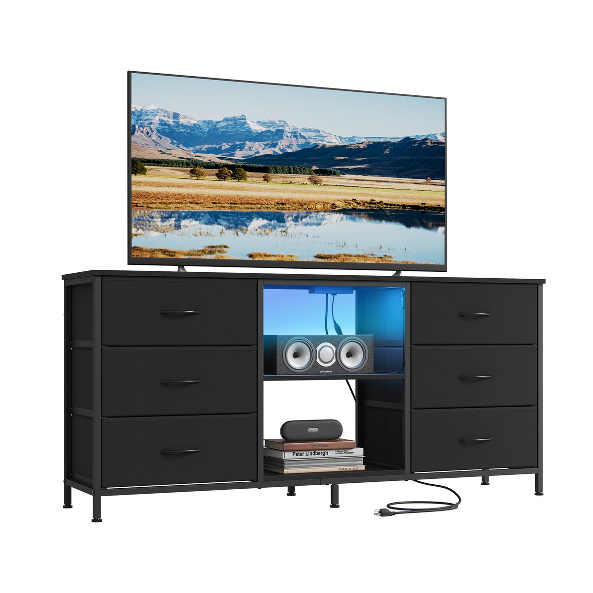 TV Stand with 6 Fabric Drawers and 2 Shelves I11105