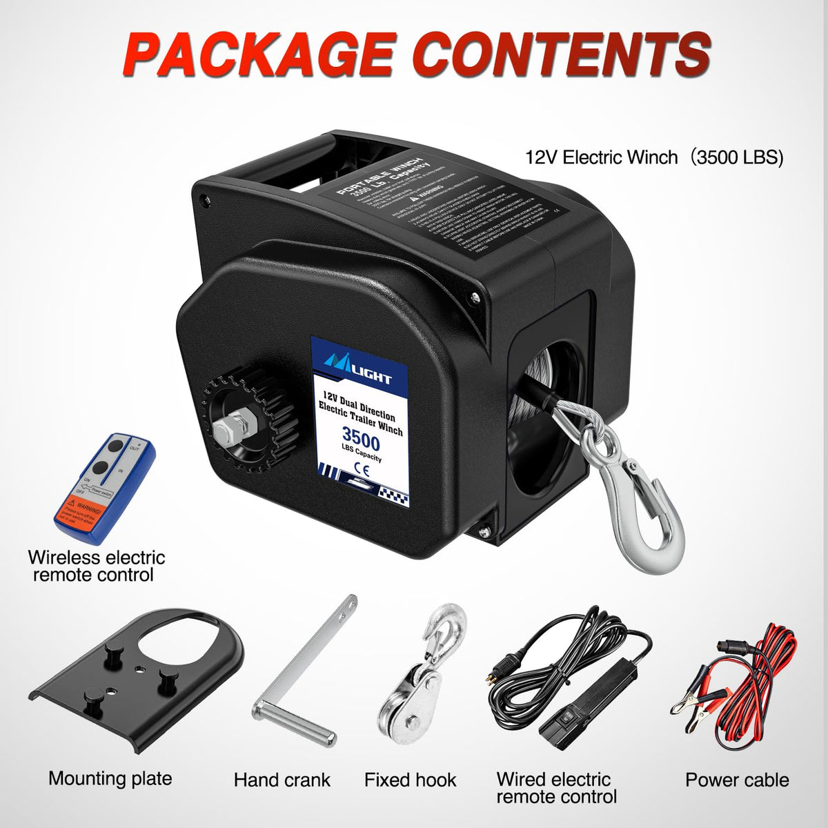 3500 lbs Portable Electric Boat Trailer Winch U99578