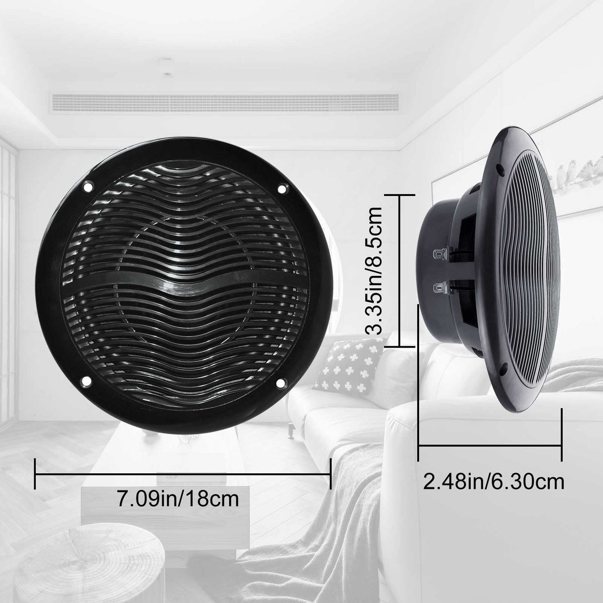 6.5 Inch Marine Bluetooth Speakers 2 Way 120W Peak Boat Speakers Pair Black L7279