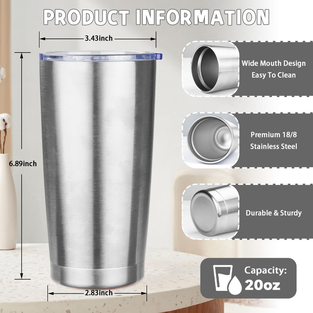 20 oz Stainless Steel Insulated Tumbler with Lids and Straws G4511