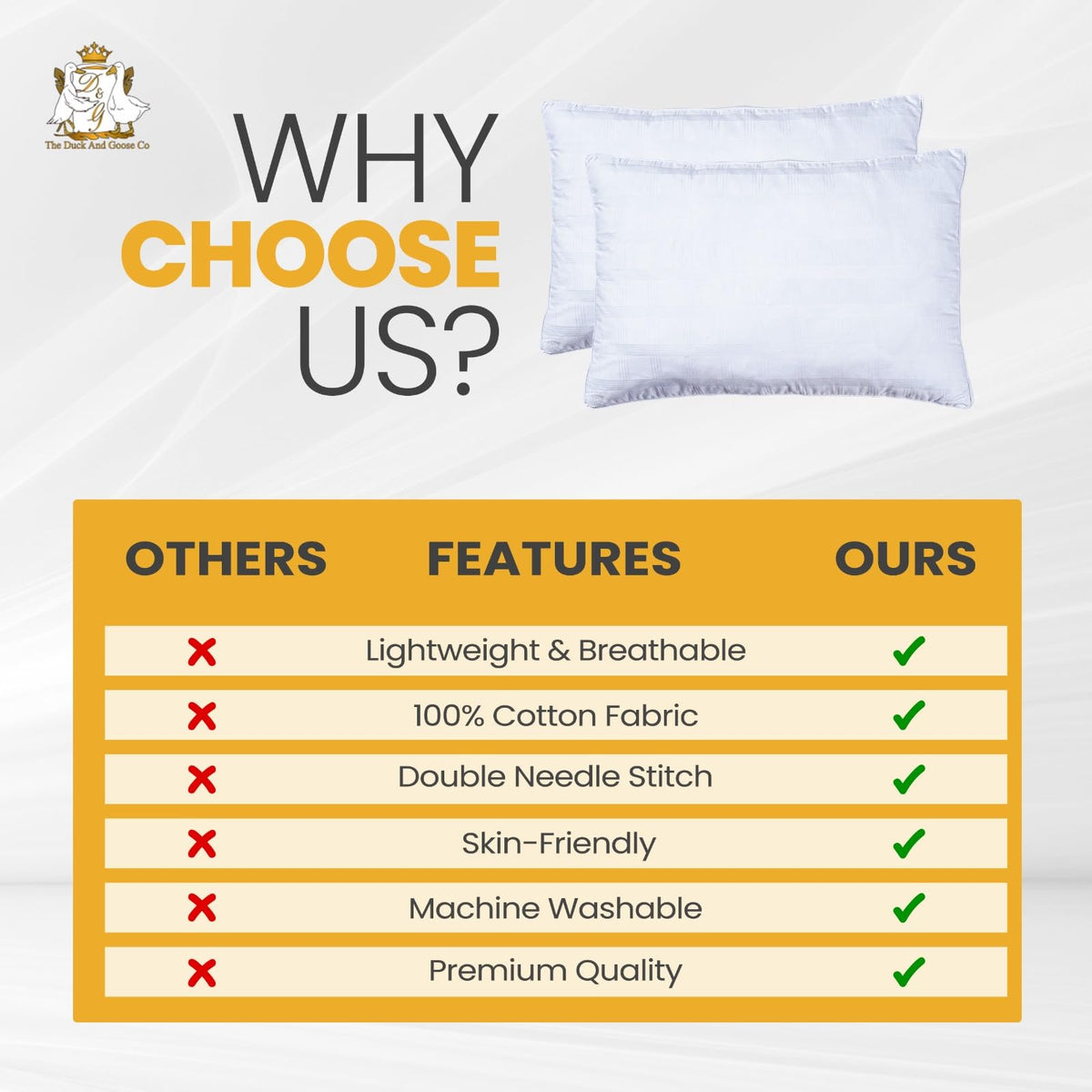 King Size Cotton Down Alternative Bed Pillows Set of 2 L803