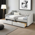 Twin Linen Upholstered Daybed with 2 Storage Drawers Q1132