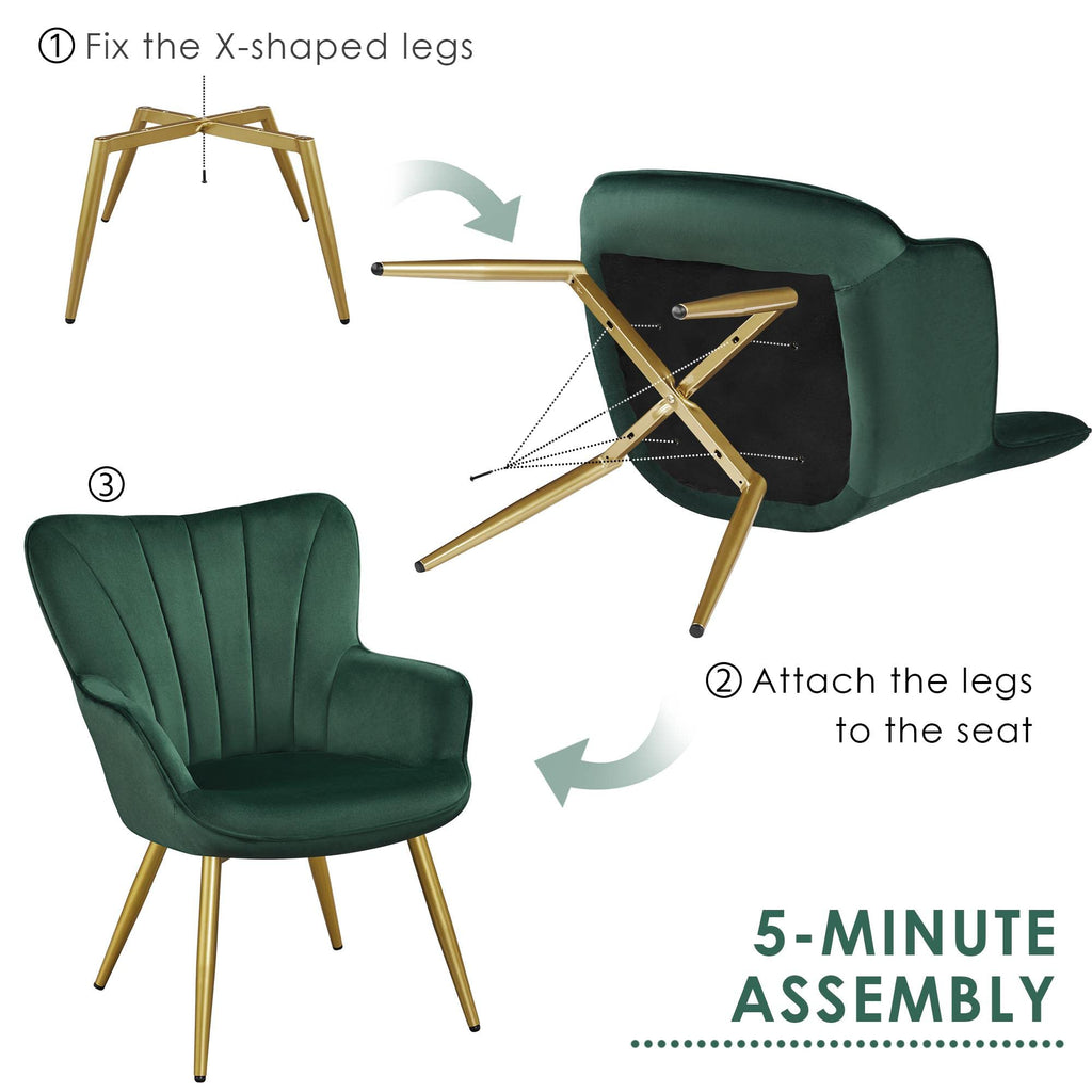 Green Upholstered Accent Chairs Set of 2 Z858281