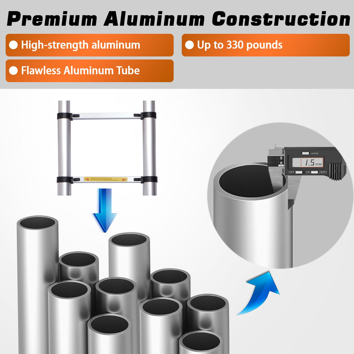 16.5FT Telescoping Ladder with Stabilizer Bar Z19609
