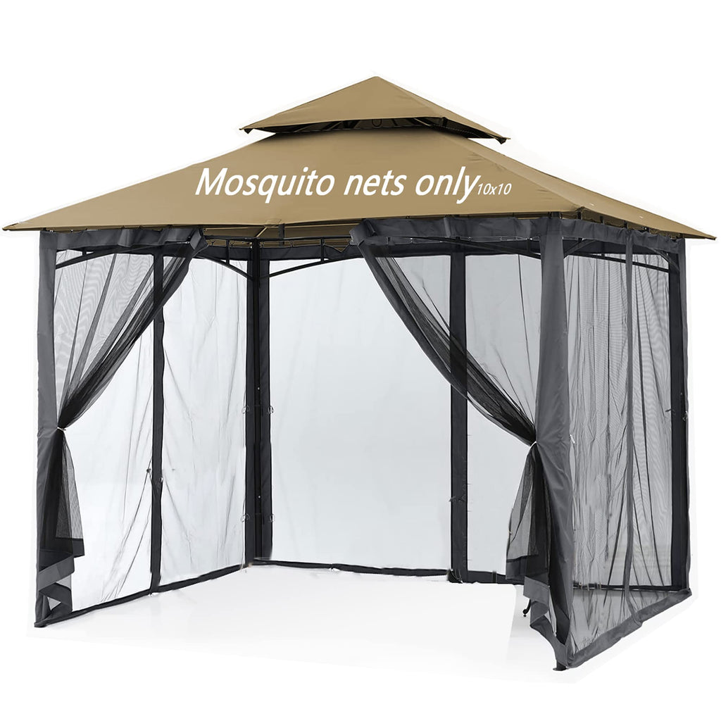 Black 10x10FT 4-Door Zipper Mosquito Netting X4885