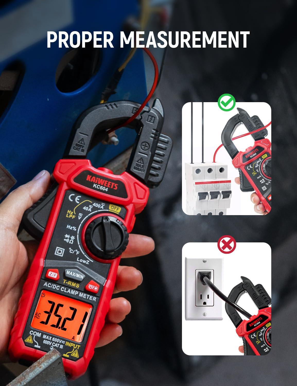 Digital Clamp Meter Multimeter with D-Shaped Jaw L162