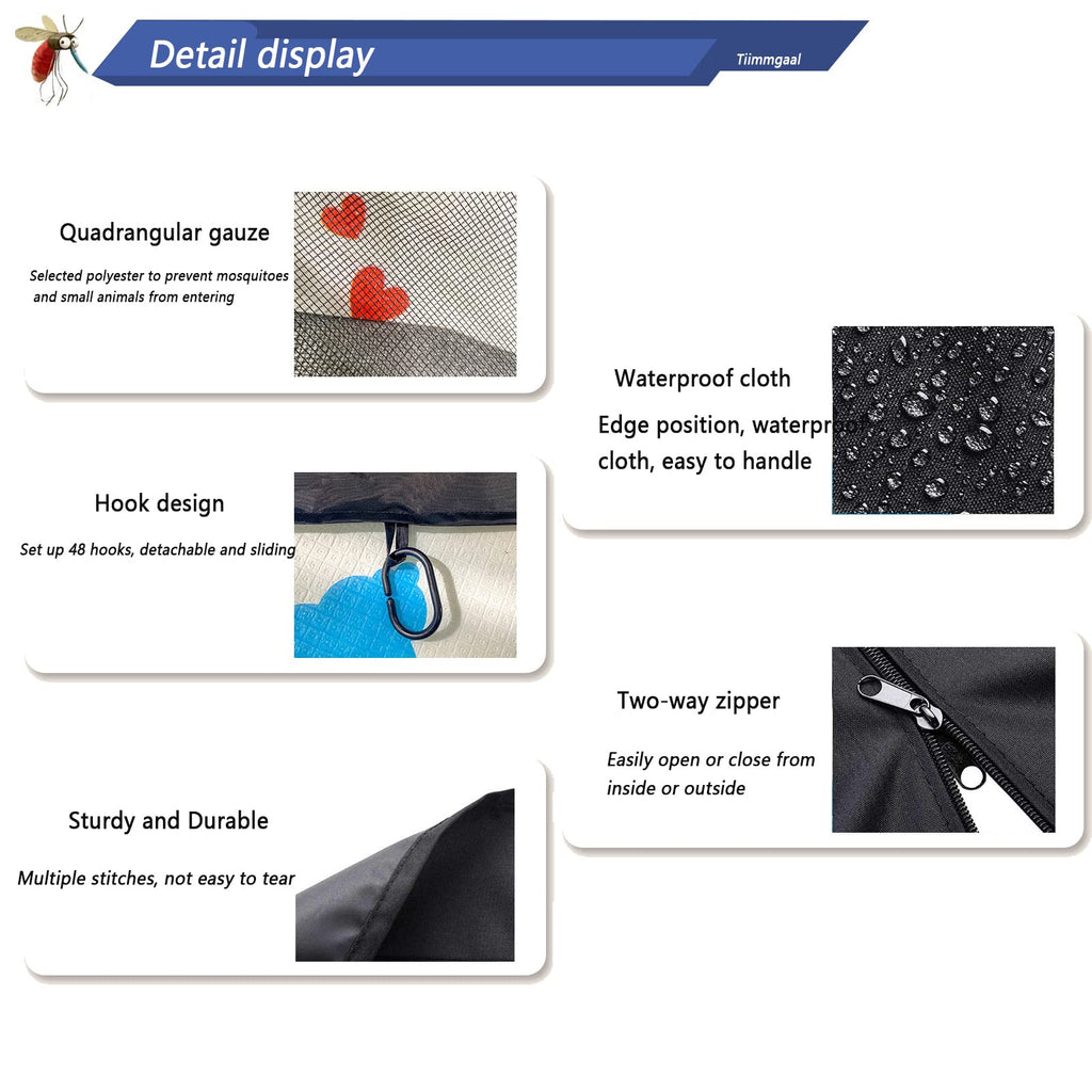 Black 10x10FT 4-Door Zipper Mosquito Netting X4885