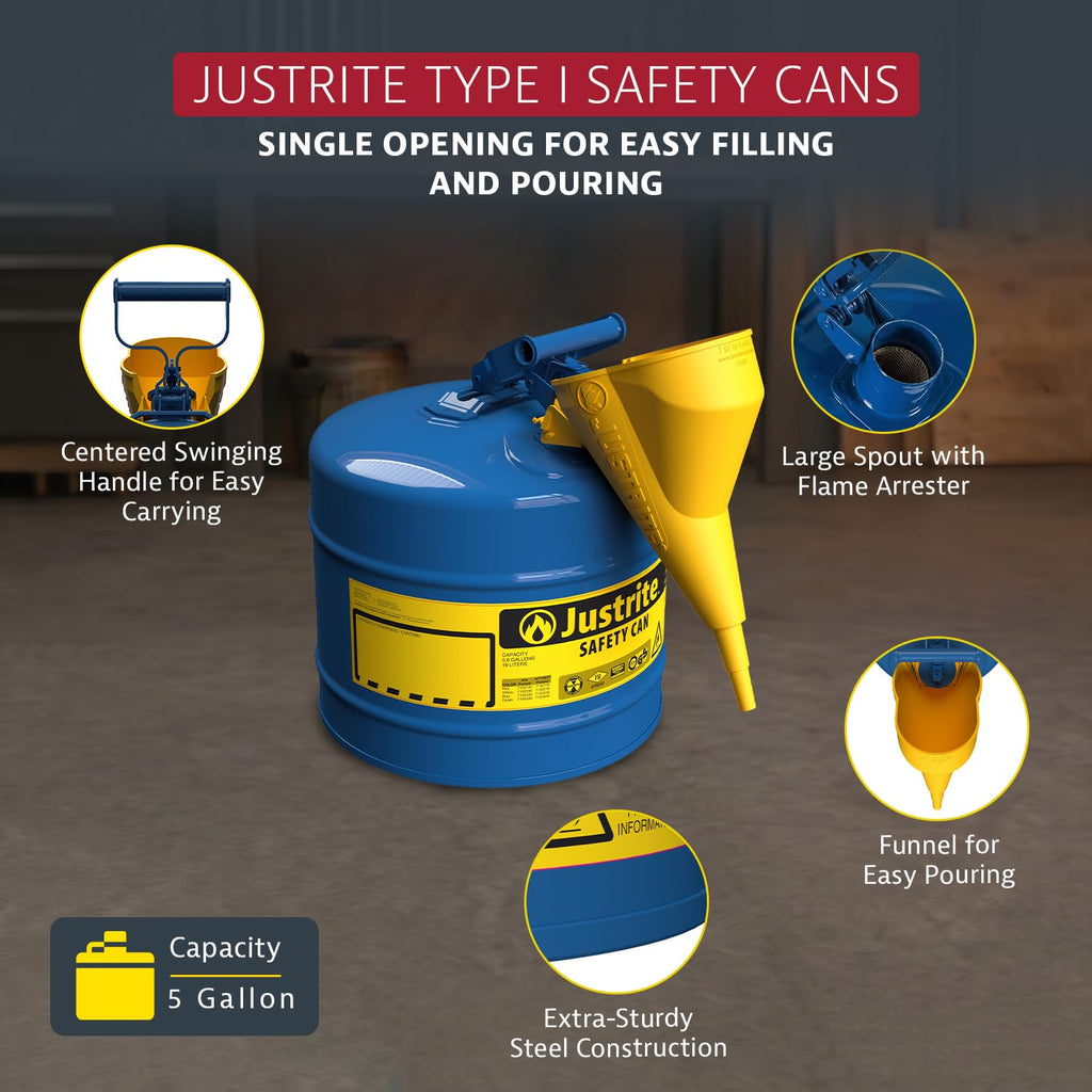 Blue Galvanized Steel Kerosene Safety Can E4696
