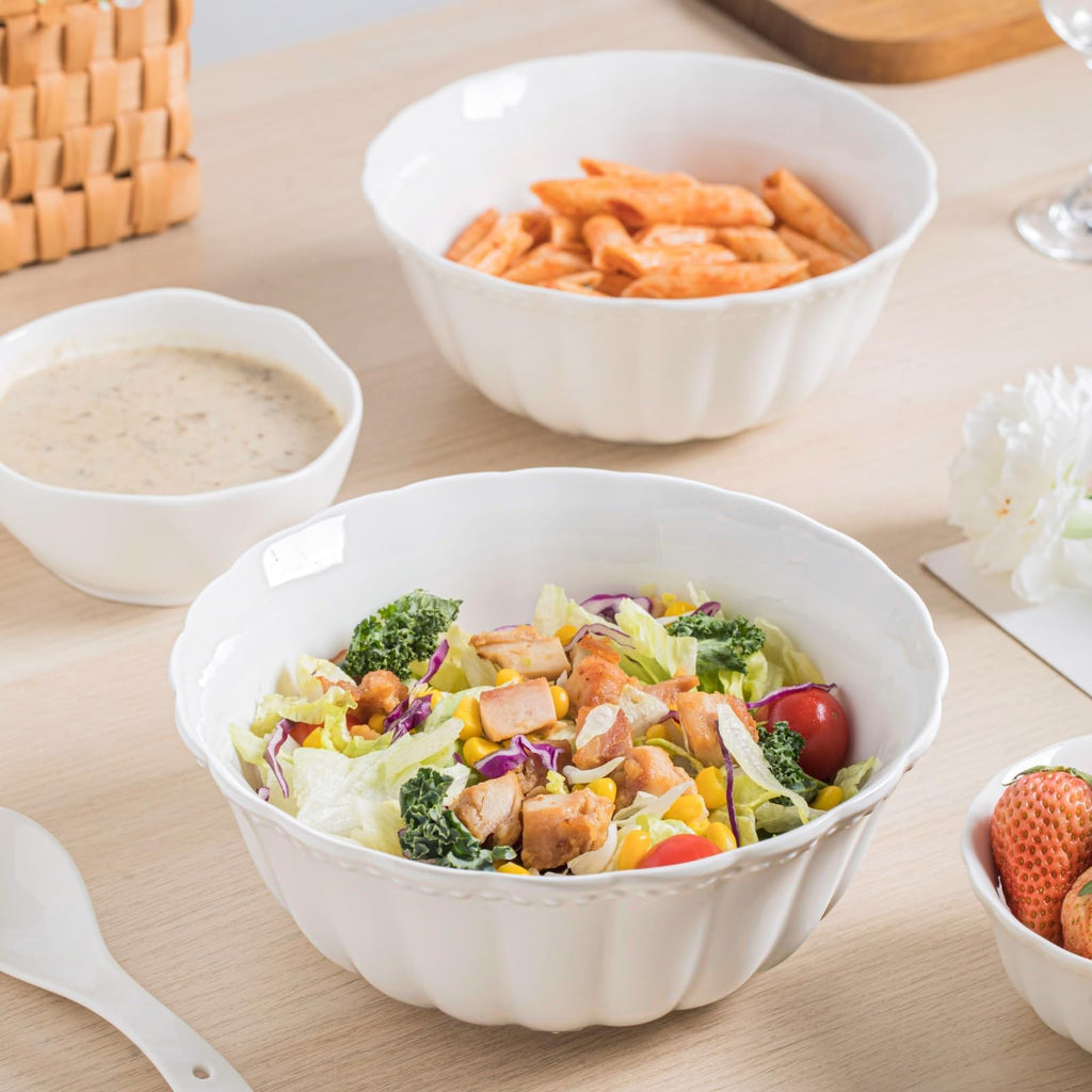 White Ceramic Soup Bowls Set of 4 V4254