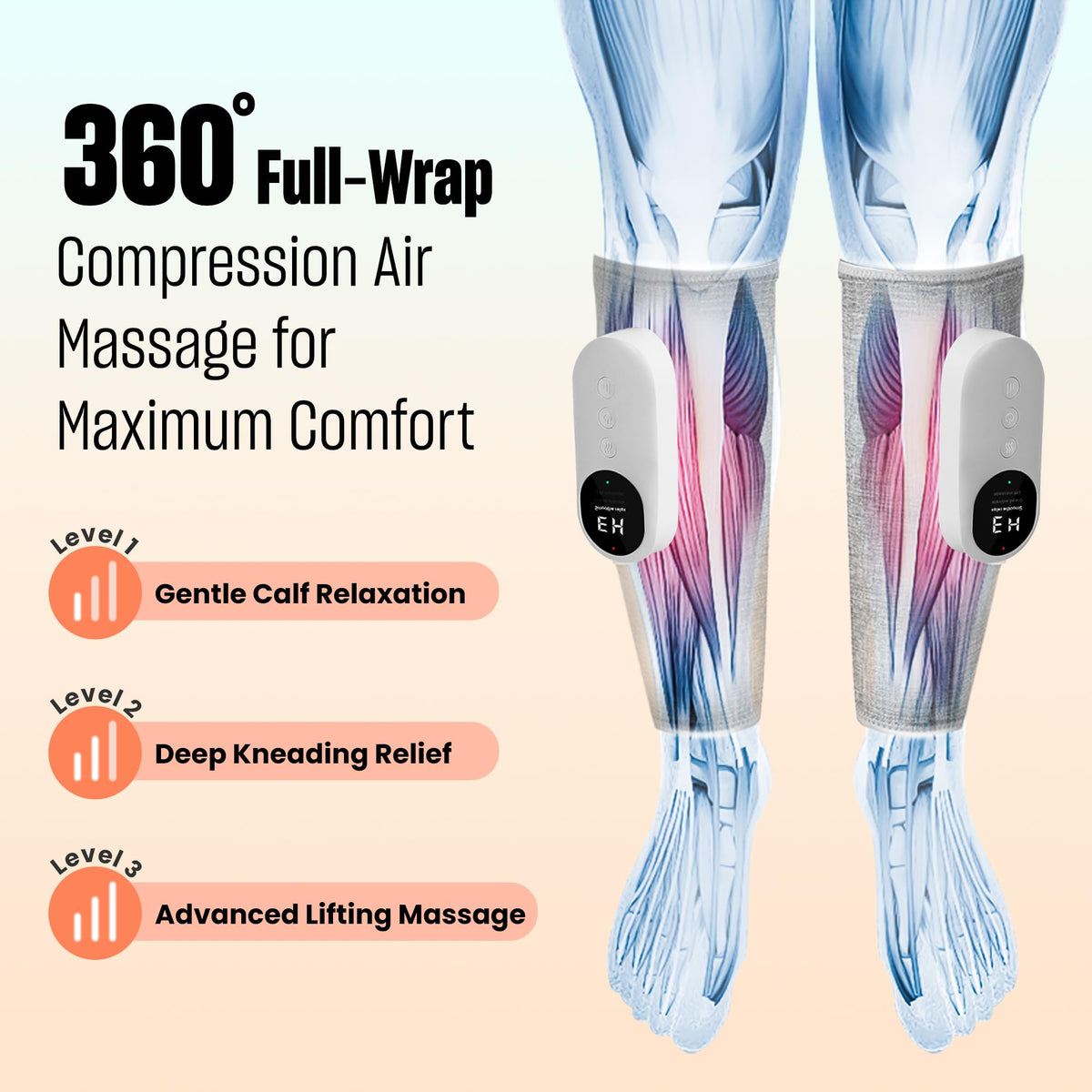 Light Gray Leg Massager with Heat and Compression Z65828
