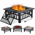 32" Square Wood Burning Fire Pit Table with Spark Screen H36209