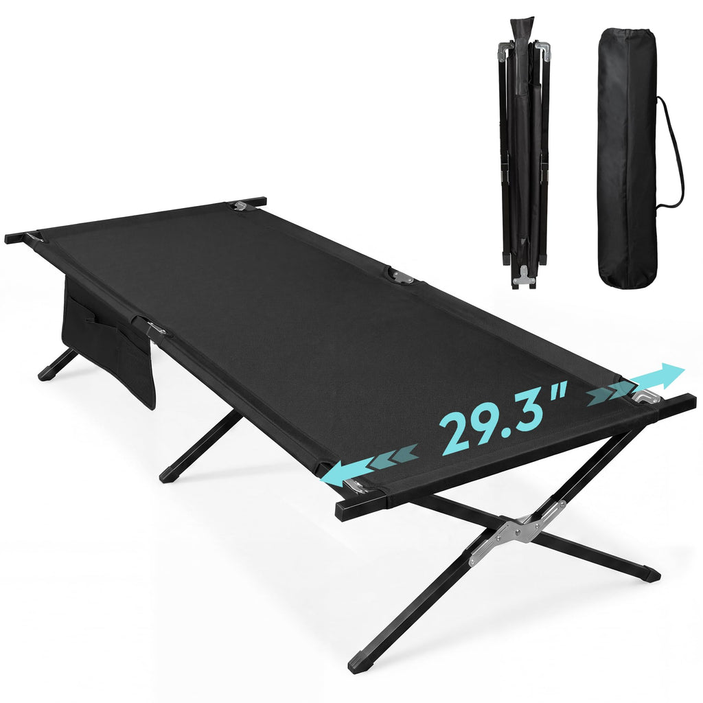 Folding Camping Cot with Carry Bag, 300 lb, Black E8123
