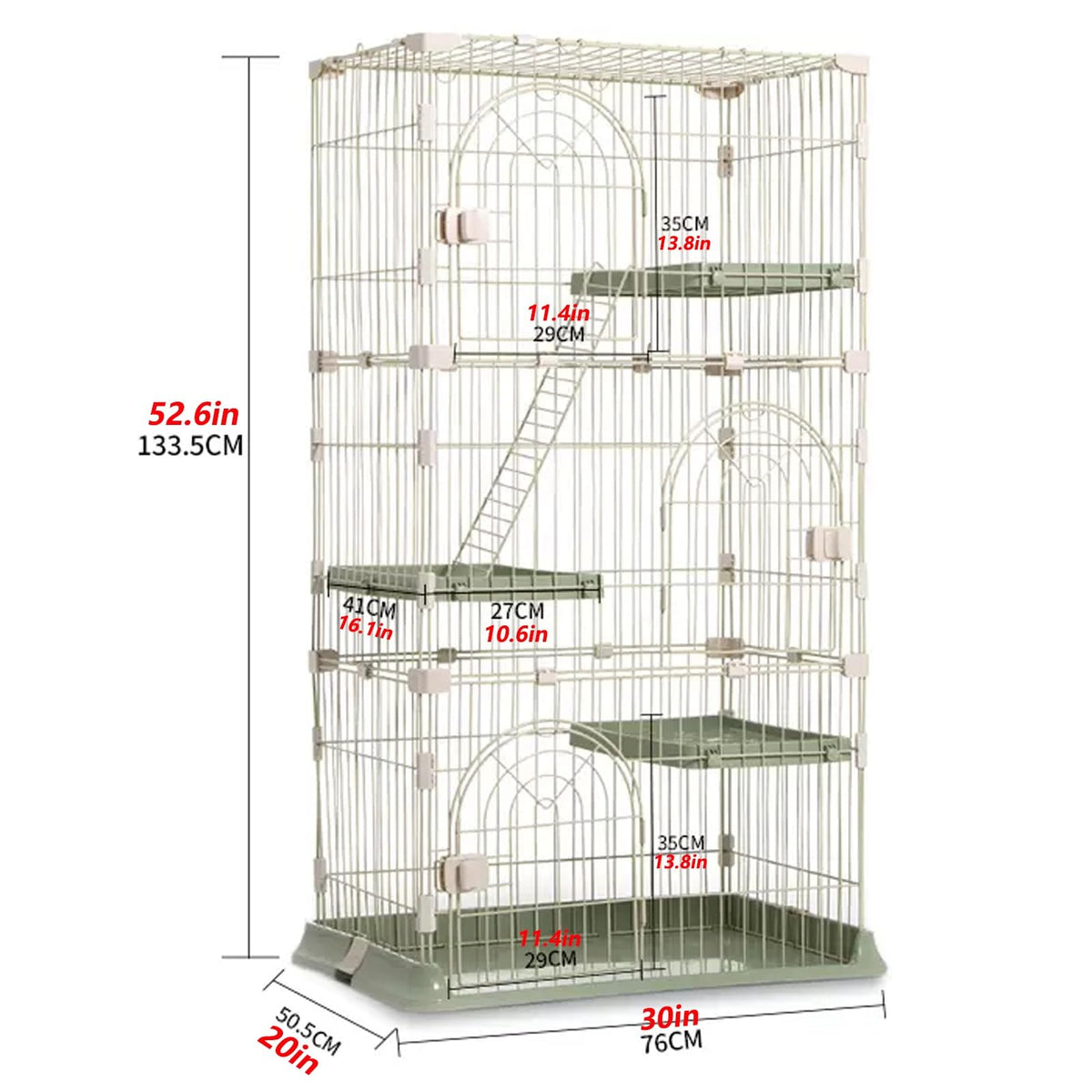 3/4-Tier Wire Cat Cage Playpen Kennel with Hammock E134196