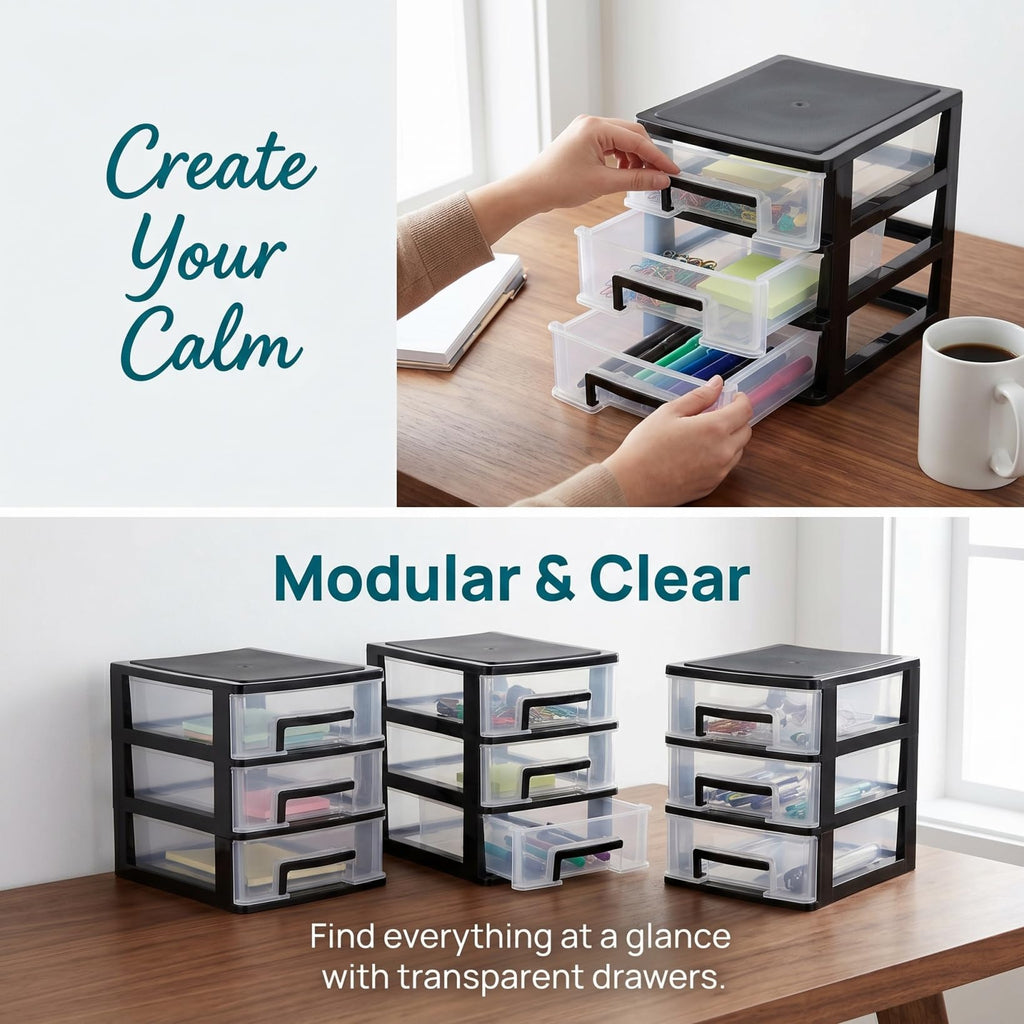 3 Drawer Plastic Desk Organizer B484363