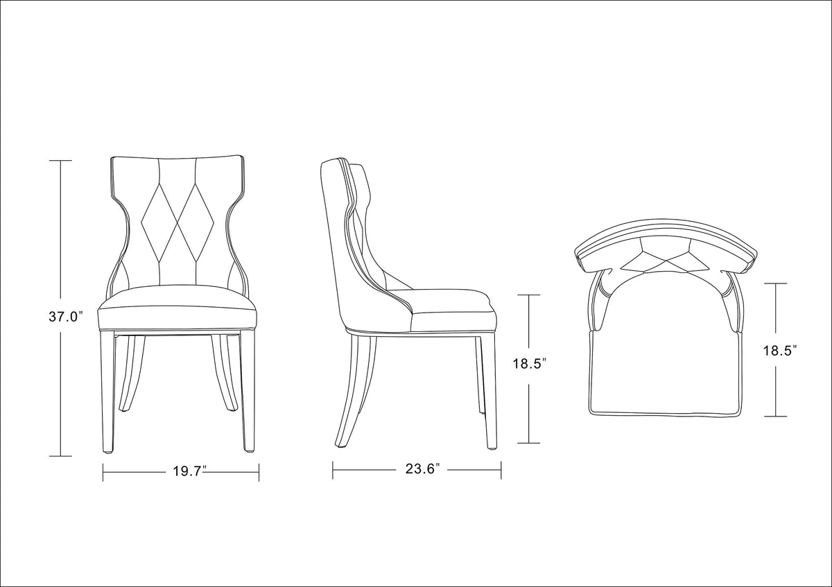 Black Upholstered Dining Chairs Set of 2 Beech Wood T78643