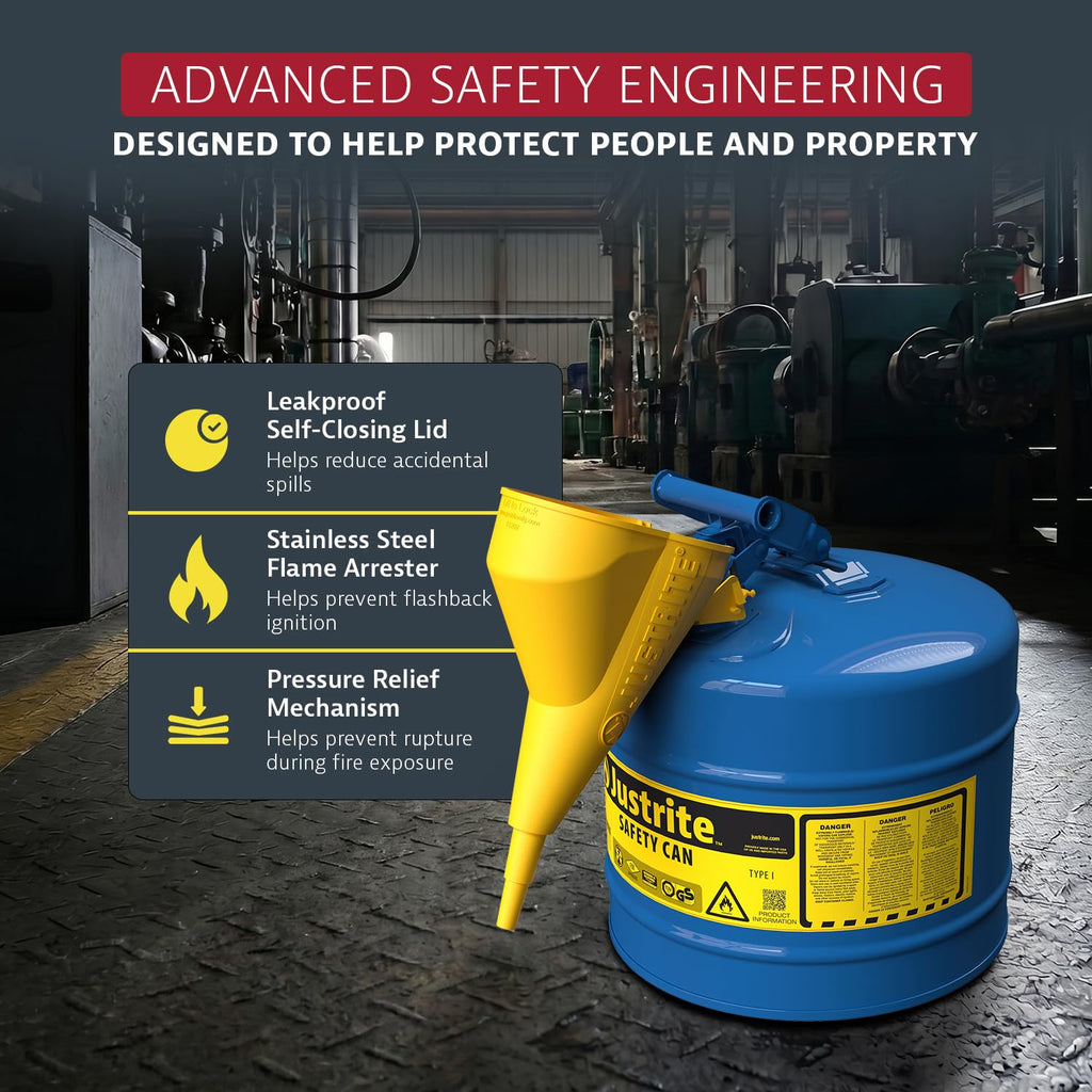 Blue Galvanized Steel Kerosene Safety Can E4696