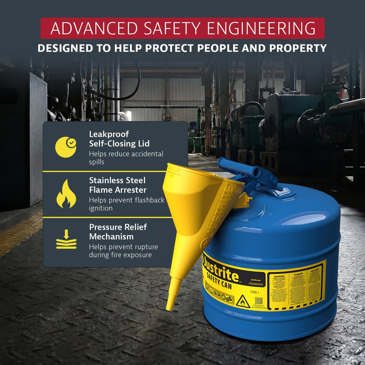 Blue Galvanized Steel Kerosene Safety Can E4696
